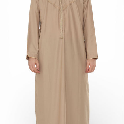 Men's Ramadan Beige Moroccan Jubba Robe Djellaba Eid Thobe - TT-007