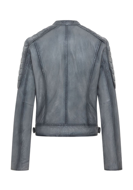 Womens Retro Biker Quilted Vintage Leather Fitted Motorcycle Jacket