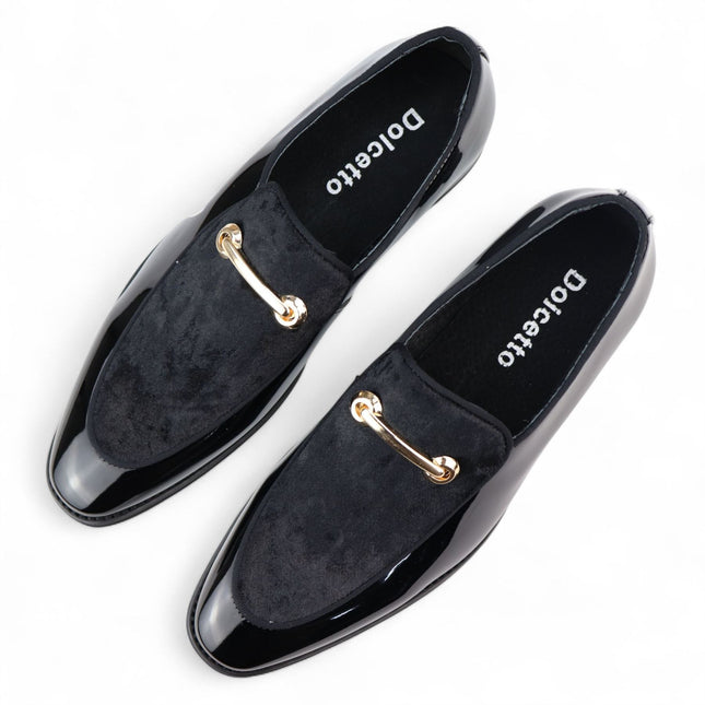 Men’s Smart Black Loafers Leather Lined Velvet Slip-On Shoes