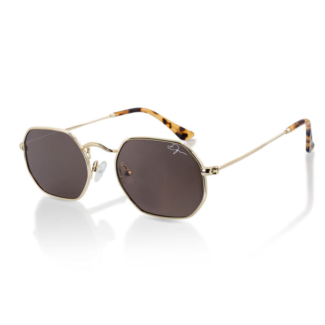 De-Gamme Gold Retro Rectangle Polarized Sunglasses - Napoli