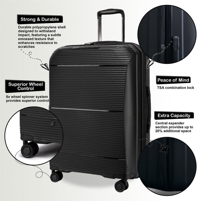 Expandable Strong ABS Hardshell Cabin Suitcase 55 x 39 x 24 cm Luggage Suitable for Easyjet, Ryanair