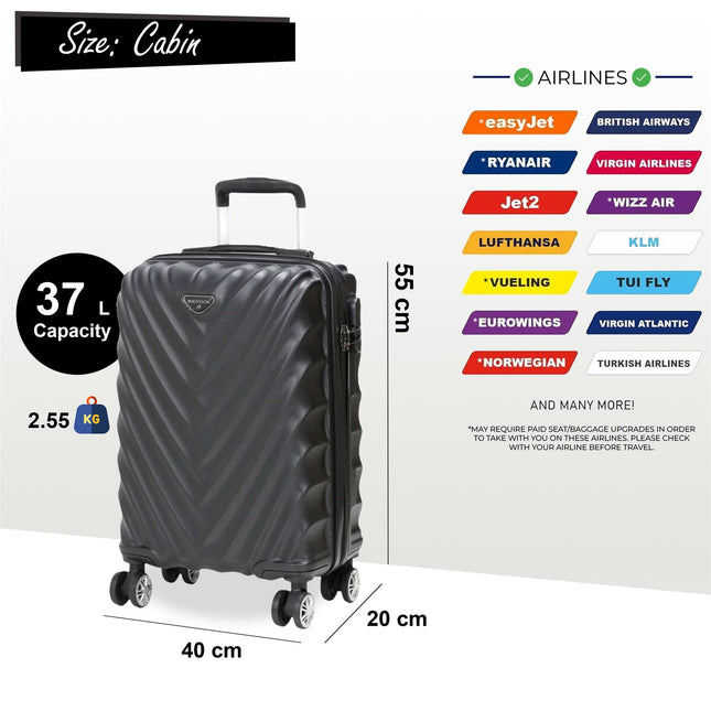 Strong Hard shell Suitcase 4 Wheel ABS Lightweight Cabin Luggage