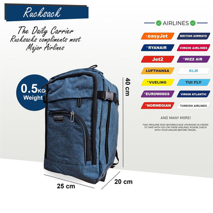 Backpack Rucksack 40x20 x25 cm Underseat Travel Cabin Bag for Easy Jet, Ryanair