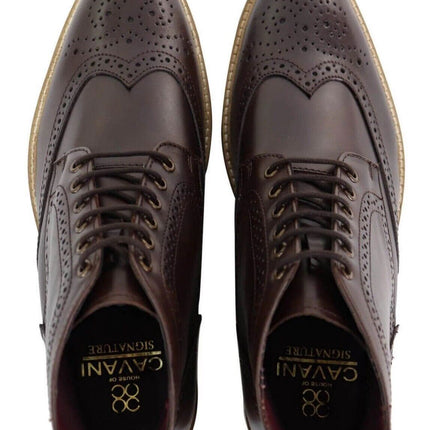 Mens Classic Oxford Brogue Ankle Boots In Brown Leather