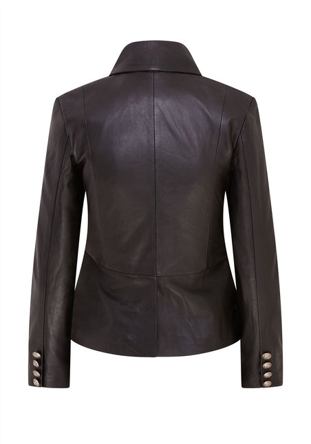 Womens Black Edwardian Gothic Victorian Leather Biker Jacket