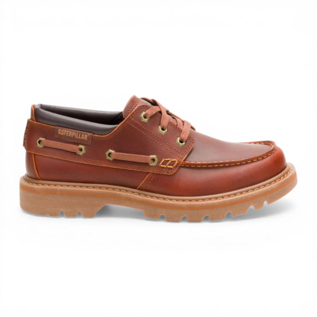 CAT (Caterpillar) Mens Dark Russet Brown Leather Low-Cut Boots - Colorado Boat Lo