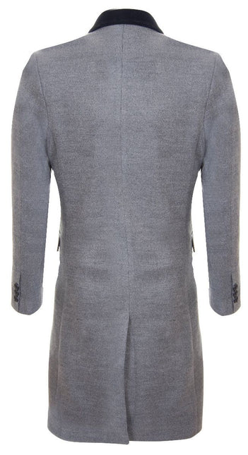 Mens 3/4 Long Double Breasted Grey Crombie Overcoat Wool Coat Peaky Blinders