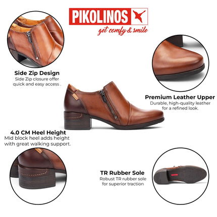 Pikolinos Women's Brown Leather Low Heel Shoes - Malaga
