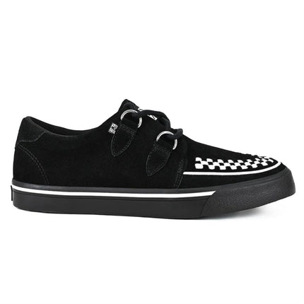 TUK Pointed Creeper Sneaker Black White Suede Platform Shoes - A9182