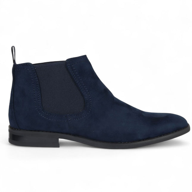 Men's Navy Suede Chelsea Boots Real Leather Lined Slip-On