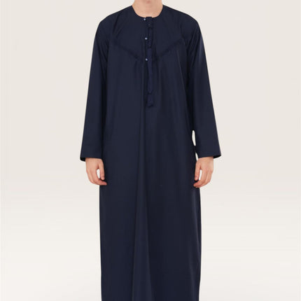 Men's Eid Navy Blue Moroccan Jubba Robe Djellaba Ramadan Eid Thobe - HM11