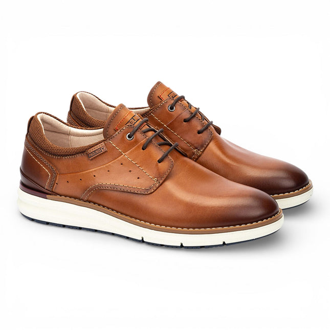 Pikolinos Men's Brown Leather Lace-Up Sneaker Trainers Shoes - Manacor