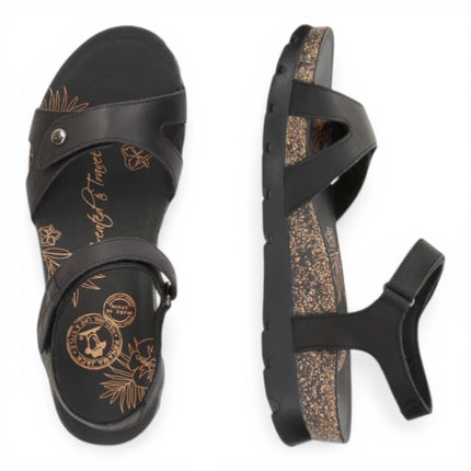 Panama Jack Women's Wedge Black Leather Platform Sandals -  Sulia B2