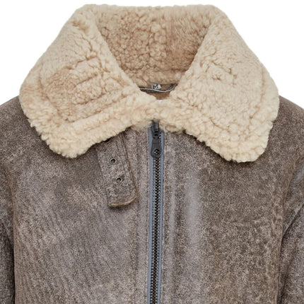 Mens B3 WW2 Sheepskin Leather Flying Aviator Jacket-Houston