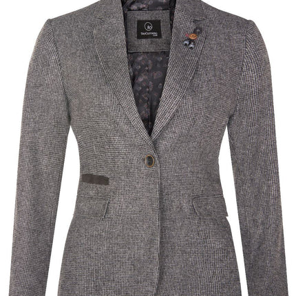 Womens Tweed 1920s Herringbone Grey Blazer