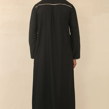 Men's Omani Eid Black Thobe  Saudi Emirati Jubba Robe