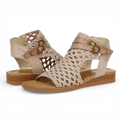 Blowfish Malibu Womens Golden Beige Weave Micro Wedge Sandals - Anuella