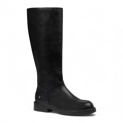 Windsorsmith Womens Black Fuax Leather Knee High Tall Boots - Blessing
