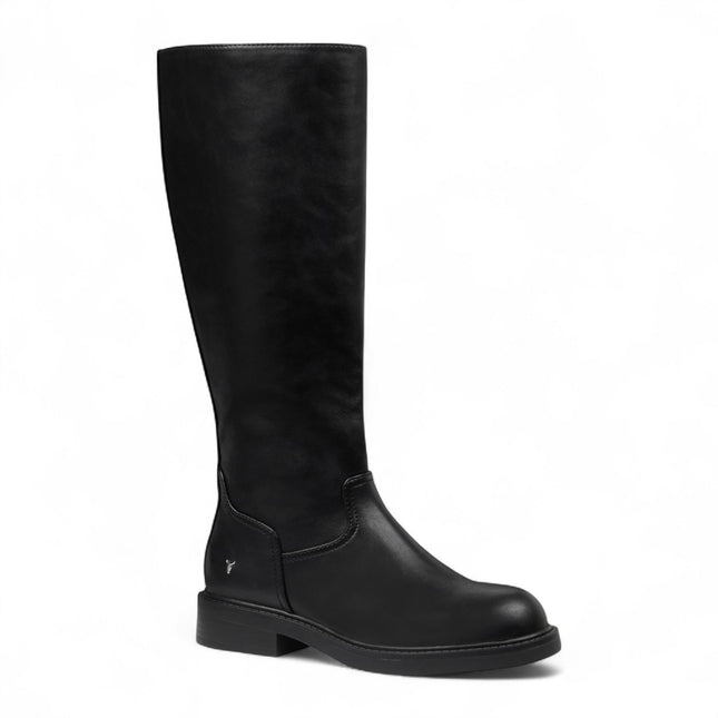 Windsorsmith Womens Black Fuax Leather Knee High Tall Boots - Blessing