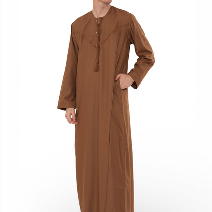 Men's Eid Camel Brown Moroccan Jubba Robe Djellaba Ramadan Eid Thobe - HM11