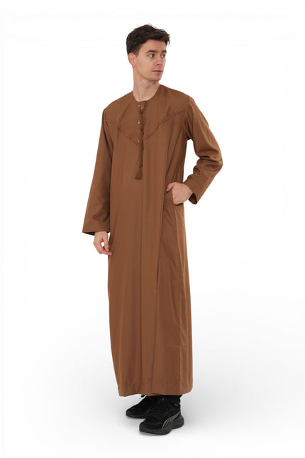 Men's Eid Camel Brown Moroccan Jubba Robe Djellaba Ramadan Eid Thobe - HM11