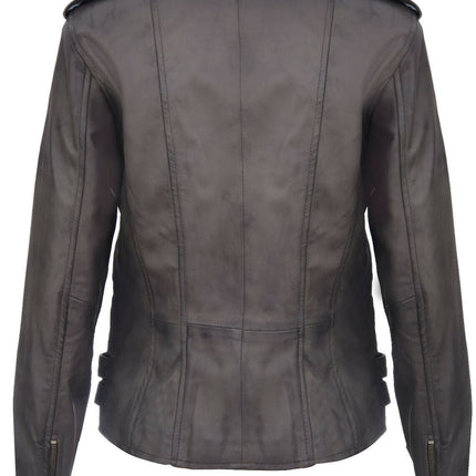 Womens Leather Brando Biker Jacket-Orlando