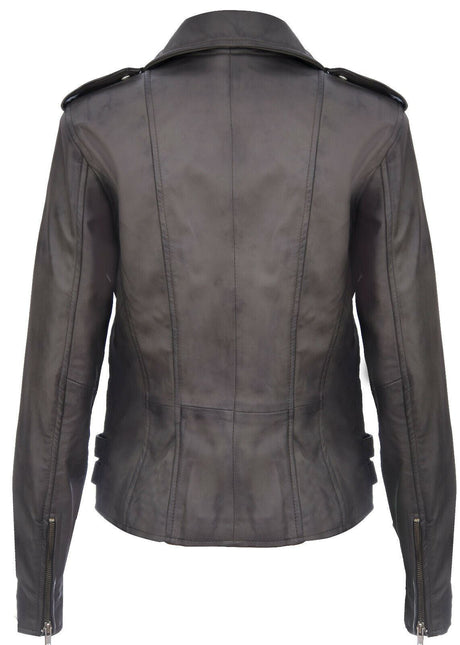 Womens Leather Brando Biker Jacket-Orlando