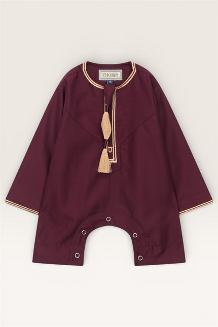 Baby Boys Ramadan Wine Red Moroccan Thobe Robe Emirati Eid Jubba- B-TT003
