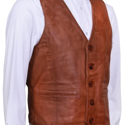 Mens Classic Leather Waistcoat-Chester