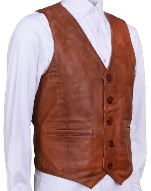 Mens Classic Leather Waistcoat-Chester