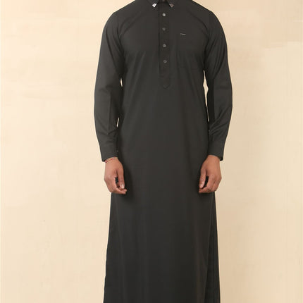 Men's Black Thobe Arab Saudi Emirati Islamic Clothing Jubba Robe