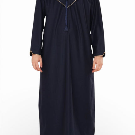 Men's Ramadan Navy Blue Moroccan Jubba Robe Djellaba Eid Thobe - TT-007