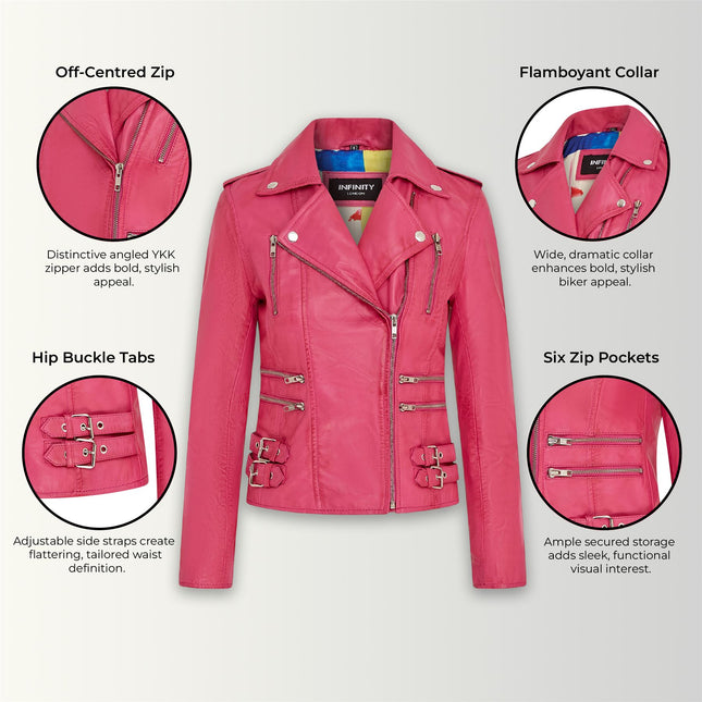 Womens Leather Brando Biker Jacket-Orlando