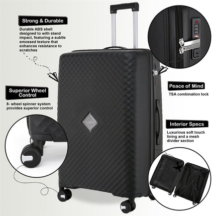 Dual 4 Wheel Robust Lightweight TSA Hard Shell Suitcase Luggage Travel Bags Set
