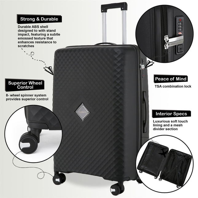 Dual 4 Wheel Robust Lightweight TSA Hard Shell Suitcase Luggage Travel Bags Set