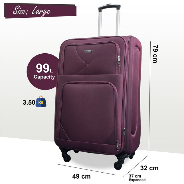 Soft Shell Lightweight Nylon Suitcase Set 4 Wheel Travel Case Holiday Bags
