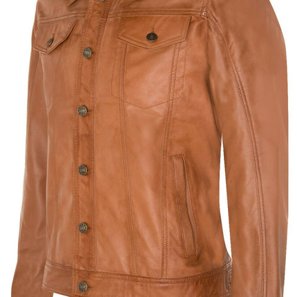 Men’s Retro Leather Trucker Jacket-Constantine