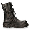 New Rock Black Leather Mid-Calf Boots-391 - S18