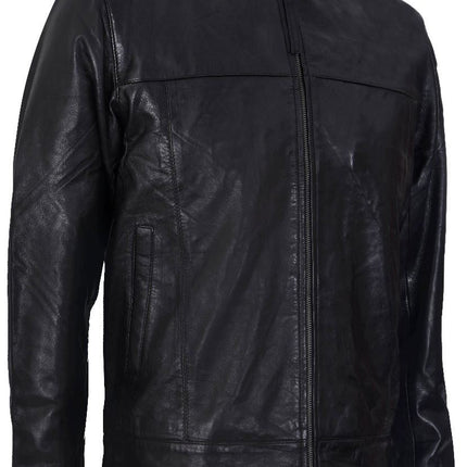 Mens Retro Leather Biker Jacket-Amsterdam