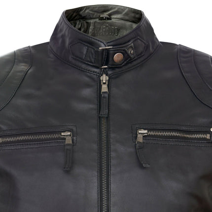 Mens Moto Leather Biker Jacket-Taiwan