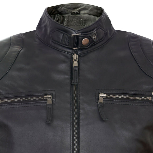 Mens Moto Leather Biker Jacket-Taiwan