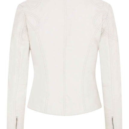 Womens Slim-Fit Leather Biker Jacket-Maldon