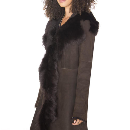 Womens Toscana Sheepskin Suede Trench Coat-Tbilisi