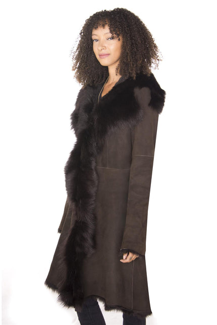 Womens Toscana Sheepskin Suede Trench Coat-Tbilisi