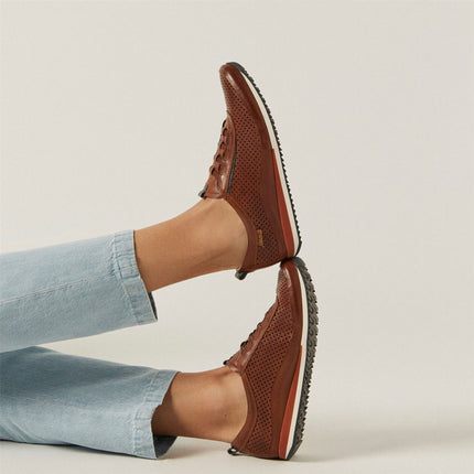 Pikolinos Men's Brown Leather Elastic Slip-on Sneaker Trainers Shoes - Liverpool