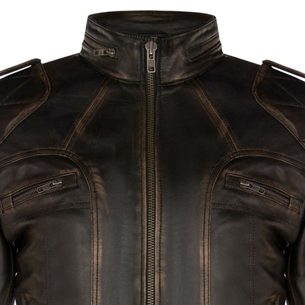 Mens Vintage Leather Racing Biker Jacket-Brooklyn