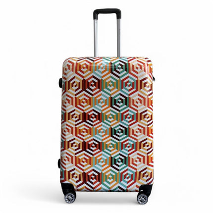 Strong Expandable Hard Shell Dual 4 Wheel Suitcase Set Print Luggage Cabin Travel Bag
