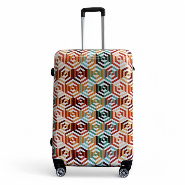 Strong Expandable Hard Shell Dual 4 Wheel Suitcase Set Print Luggage Cabin Travel Bag