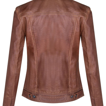 Womens Leather Trucker Jeans Jacket-Anderlecht