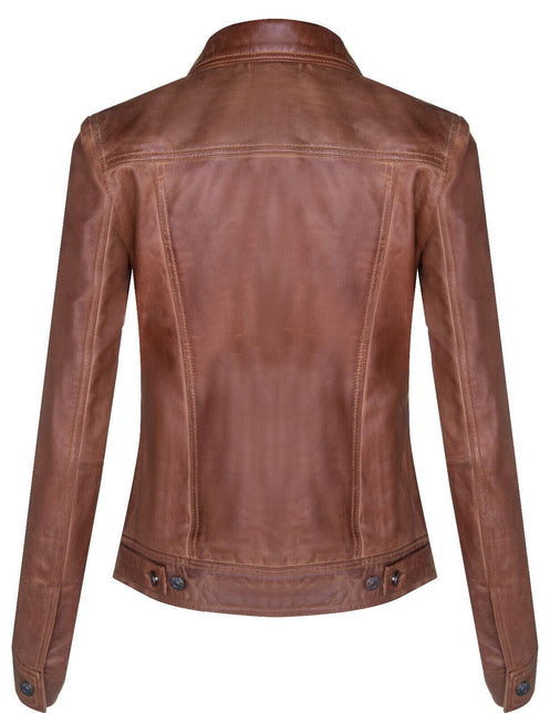 Womens Leather Trucker Jeans Jacket-Anderlecht